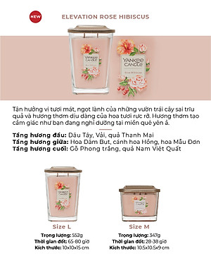 Nến ly vuông Elevation Yankee Candle size S - Rose Hibiscus (96g)