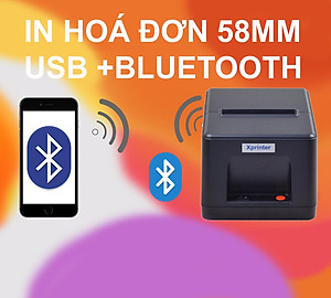 Máy in hoá đơn Bluetooth Xprinter XP-58IIB, sử dụng khổ giấy in rộng 58mm, kết nối USB hoặc là Bluetooth ( hàng chính hãng)