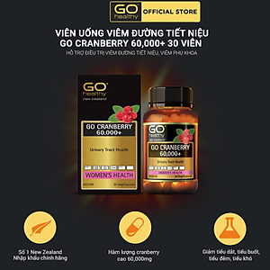 GO CRANBERRY 60,000+ 30 viên - Viên uống viêm đường tiết niệu nhập khẩu chính hãng GO Healthy New Zealand