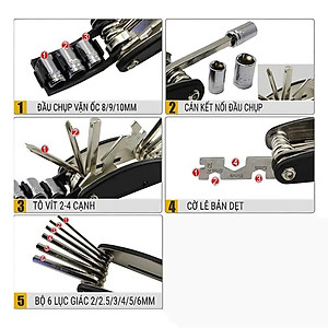 Bộ Lục Giác Cao Cấp - Kiểu Dáng Nhỏ Gọn Giúp Người Dùng Cầm Nắm, Thao Tác Dễ Dàng 16 Chi Tiết Dùng Lắp Giáp, Sửa Chữa Xe Đạp