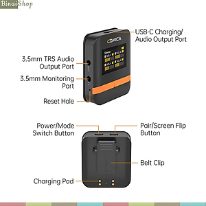 Comica Vimo Q - Bộ 4 Micro Cài Áo Không Dây 2.4GHz Cho Máy Ảnh, Điện Thoại, Sử Dụng 8 Giờ, Phạm Vi 200m - Hàng chính hãng