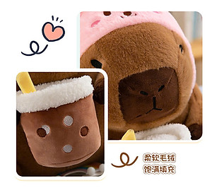 GẤU BÔNG CHUỘT LANG NƯỚC CAPYBARA ÔM TRÀ SỮA – THÚ NHỒI BÔNG COSPLAY SIÊU DỄ THƯƠNG | SIÊU MỊN 30CM