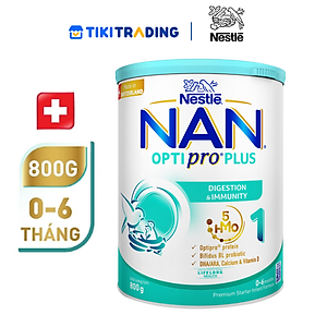 Sữa bột Nestlé NAN OPTIPRO PLUS 1 800g/lon với 5HMO Sản Xuất Tại Thụy Sĩ (0 - 6 tháng)