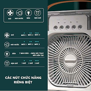Quạt Hơi Nước Mini, Quạt Phun Sương Mini, Quạt Để Bàn 3 Chế Độ Tích Hợp Đèn Led Và Hẹn Giờ Sử Dụng, Màu Ngẫu Nhiên - Hàng Chính Hãng