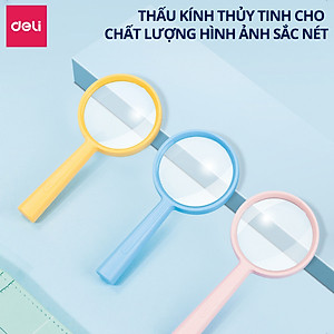 Kính Lúp Cầm Tay Deli Độ Phóng Đại 3 Lần Chất Liệu Thủy Tinh Cho Hình Ảnh Sắc Nét Gọn Nhẹ Dễ Mang Theo Nhiều Màu