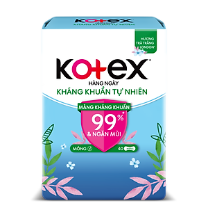 Combo 4 Băng Vệ Sinh Kotex Hằng Ngày Kháng Khuẩn Hương Tự Nhiên - Gói 40 miếng
