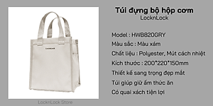 Túi đựng bộ hộp cơm LocknLock Daily Cooler, Table Mat HWB820 - Hàng chính hãng, giữ nhiệt có quai xách - JoyMall