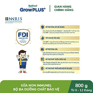 Sữa Bột Nutifood Sweden GrowPLUS+ Sữa Non Immunel từ 0 - 12 tháng lon 800g