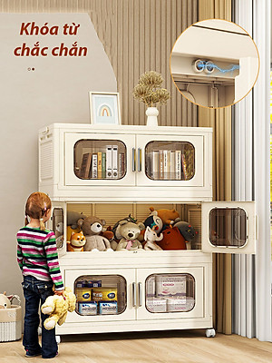 (Ngang 80cm) Tủ Nhựa Gấp Gọn 3/4/5 Tầng Cao Cấp 2 Cánh Cửa Mở-Hộp Đựng Đồ Đa Năng Bằng Nhựa PP, Tháo Lắp Dễ Dàng