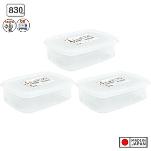 Bộ 3 hộp đựng thực phẩm nhựa PP cao cấp không chứa các hoạt chất gây hại 830mL - Hàng Nhật nội đia