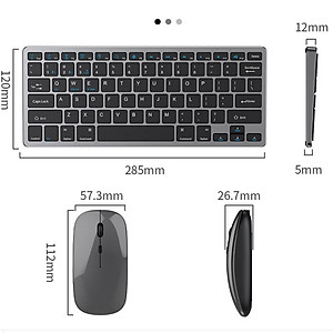 Bộ Bàn phím chuột không dây mini W616 - pin sạc - đa kết nối bluetooth 5.0 + 3.0 + Usb wireless 2.4G hàng nhập khẩu