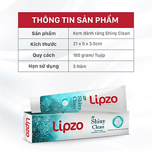 Combo 2 Kem Đánh Răng Lipzo Shiny Clean Vị The Mát Diệt Khuẩn 185g Khử Mùi, Không Bào Mòn Men Răng Từ Khoáng Chất Vỏ Sò
