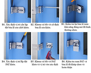 Chốt Khóa Vuông 90 độ Có PAT Khóa KUNBE, Bản Lề Cài Khóa Chốt Cửa, Tiện Dụng Dễ Lắp Đặt