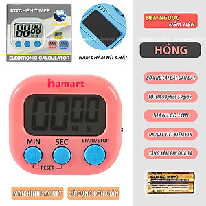 Đồng Hồ Bấm Giờ Đếm Ngược Pomodoro 99 Phút Hẹn Giờ Nấu Ăn Học Tập Hút Nam Châm 4 Màu TẶNG 2 PIN