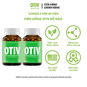 [Tặng Hộp 15v] Combo 2 Hộp 60v - Viên Uống Bổ Não OTIV Ecogreen Giảm Đau Đầu Mất Ngủ, Tăng Trí Nhớ