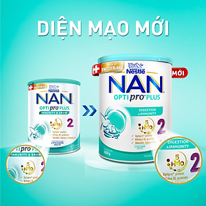 Sữa bột Nestlé NAN OPTIPRO PLUS 2 800g/lon với 5HMO Sản Xuất Tại Thụy Sĩ (6 - 12 tháng)