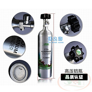 Bình co2 nhôm Ista 0.5L, 1L, 2L, 3L Aluminum Cylinder van tổng kim loại Đài Loan thủy sinh 1, 2, 3 lít