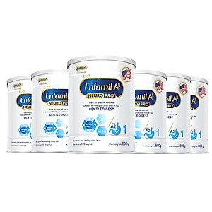Bộ 6 lon sữa bột Enfamil A2 Neuropro 1 giúp dễ tiêu hóa, hấp thu cho trẻ từ 0-6 tháng tuổi – 800g/lon