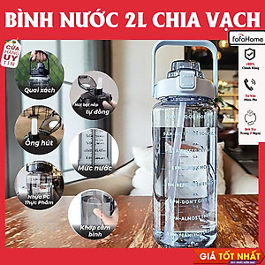 Bình Đựng Nước 2L Cute Có Vạch Báo Giờ Uống Nước,Chất Liệu Nhựa Cao Cấp