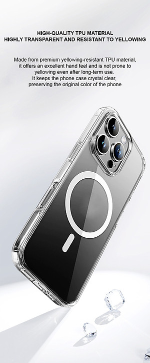 Ốp lưng trong suốt sạc từ tính dành cho iPhone 16 / 16 Plus / 16 Pro / 16 Pro Max - Hàng chính hãng