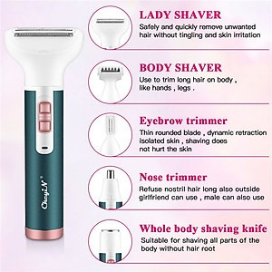 Máy tẩy lông tẩy và nhổ lông toàn thân, cạo lông tay chân, tẩy sạch lông vùng bikini sử dụng pin sạc chuyên nghiệp điều chỉnh 5 Đầu Thay Thế - Hàng Chính Hãng - Giao Màu Ngẫu Nhiên