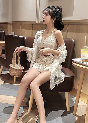 Set bikini len 2 - 3 chi tiết. Áo len móc kín bụng, che khuyết điểm. Đồ bơi len ren đi biển mẫu mới, hàng cao cấp, chất đẹp | KT100