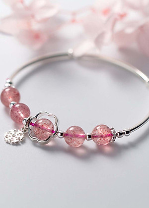 Vòng tay bạc đá thạch anh dâu mệnh hỏa, thổ - Ngọc Quý Gemstones