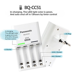 Bộ sạc và pin PANASONIC Eneloop CC51E ( 2 viên AA 2000mAh) - Hàng chính hãng