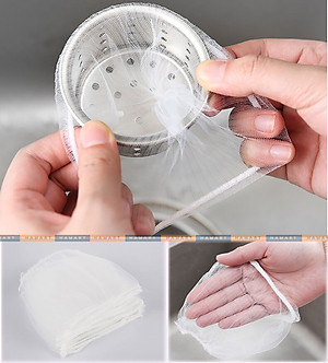 100 Túi Lưới Lọc Rác Bồn Chậu Rửa Chén Bát Có Chun Bo Gom Đựng Rác Tiện Lợi