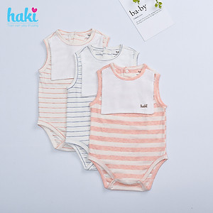 Bộ bodysuit kẻ thủy thủ cho bé vải sợi tre cao cấp BB032, set body bé trai bé gái, body cho bé sơ sinh hàng chính hãng HAKI