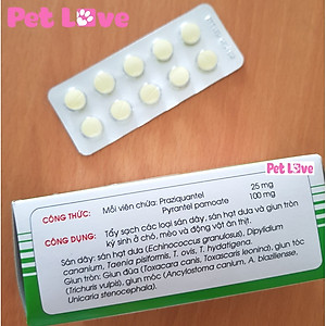 10 viên Sanpet tẩy sán dây, sán lá, giun tròn chó mèo