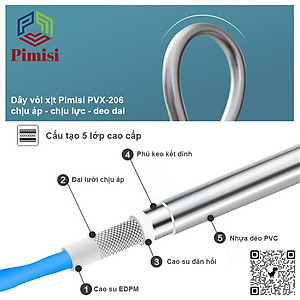 Vòi Xịt Bồn Cầu Vệ Sinh Phòng Tắm Pimisi PVX-206 Chịu Áp Lực Nước Lớn Như Chung Cư, Nhà Cao Tầng Hay Máy Tăng Áp Mạ Màu Inox, Với Tay Xịt Toilet WC Chìm Chống Gãy - Bể - Vỡ Và Dây Nhựa Dẻo Cao Cấp - Mềm - Trơn Bề Mặt | Hàng Chính Hãng