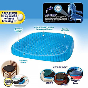 Đệm ngồi 3D Silicon 2 lớp cao cấp thoáng khí chống đau mỏi, Đệm Ngồi Thông Minh Lưu Thông Máu Thoáng Khí, đệm lót ghế ngồi silicon 3d - Hàng Chính hãng dododios
