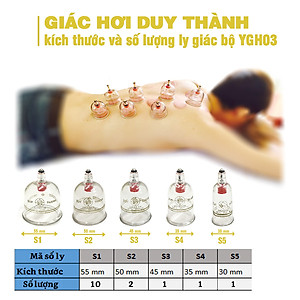 Bộ giác hơi không dùng lửa Duy Thành YGH03 (hộp giấy tiết kiệm 15 ly giác hơi phiên bản 2021) - được bộ y tế cấp phép lưu hành an toàn cho sức khỏe | Fireless cupping therapy Duy Thanh