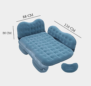 Nệm hơi vải nhung cao cấp có vân lướt sóng cho xe ô tô 7 chỗ, có ô để đồ. Tặng kèm bộ bơm hơi và bộ vá