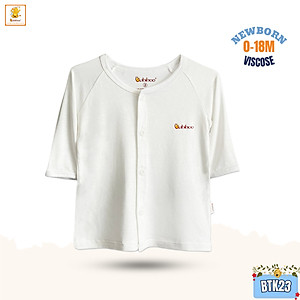 Áo sơ sinh Babiboo tay dài cài giữa vải visco siêu mềm mại