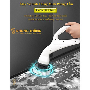 Máy Cọ Chà Sàn Vệ Sinh  Tự Động, Bàn Chải Làm Sạch Vệ Sinh Nhà Tắm Không Dây Với 4 Đầu Thay Thế