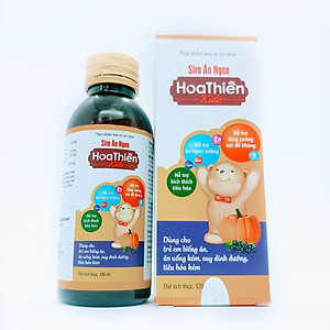 Siro ăn ngon Hoa Thiên Kids hổ trợ hệ tiêu hóa giúp bé ăn ngon và phát triển tốt chai 120ml