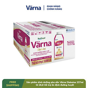 Thùng sản phẩm dinh dưỡng pha sẵn Värna Diabetes 237ml (12 Hộp giấy) - GI 26,9 Hỗ trợ ổn định đường huyết