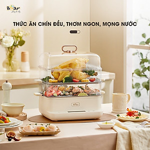 Nồi Hấp Điện Bear SB-NH12L Hấp Đa Năng 3 Tầng Chống Trào, Chống Cháy Dung Tích 12 Lít Công Suất 800 W - Hàng Chính Hãng