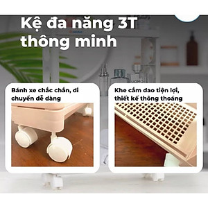 Kệ Đa Năng Lắp Ráp 3 Tầng Có Bánh Xe Chất Liệu Nhựa PP Nguyên Sinh An Toàn Chuẩn Nhật , EU Siêu Bền , Cứng Cáp - Hàng Việt Nam