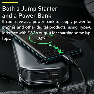 Bộ kích bình dùng cho xe hơi Baseus Super Energy Pro Car Jump Starter (5V/3A, 3in1, 12000mAh Power Bank, 1000A) -Hàng Chính Hãng