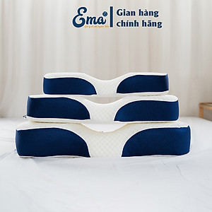 Gối cao su non công thái học chống đau vai ngáy, ngủ ngáy, hỗ trợ ngủ nhanh EMA- Thiết kế riêng biệt cho tư thế nằm ngửa và nằm nghiêng