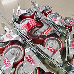 Bánh xe đẩy PU cốt gang càng xoay 360 có khóa 75-100-125mm - Happy Move Thái Lan