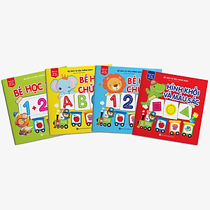 Combo 4 cuốn Sách tự xóa: Chữ cái - Toán - Chữ số - Hình khối & Màu sắc (tặng kèm bút)