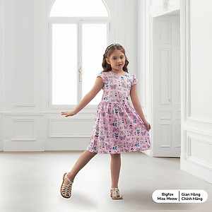 Váy cho bé gái Bigfox Miss Meow size đại mùa hè kiểu cộc tay chất cotton style Hàn cỡ 3,6,9,10,11 tuổi 30kg 40kg 1947