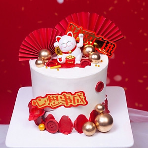 Mèo Thần Tài May Mắn 7cm Nhựa Silicon