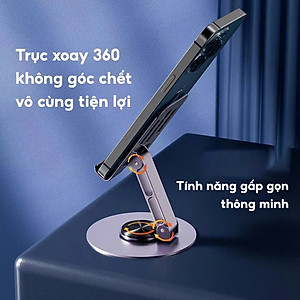 Giá đỡ điện thoại bằng kim loại xoay 360° có thể gấp gọn, chân đế vững chắc - Hàng Nhập Khẩu