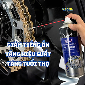 Chai xịt dưỡng sên, bôi trơn xích xe máy chống văng, chống rỉ sét BX5 (450 ml) Chain Lube - Hàng Chính Hãng O'Tech