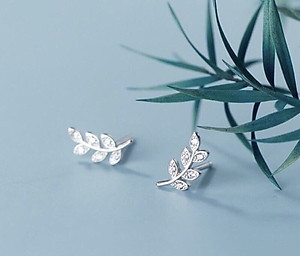 Hoa Tai Nhành Lá XinhBạc Hiểu Minh HT286